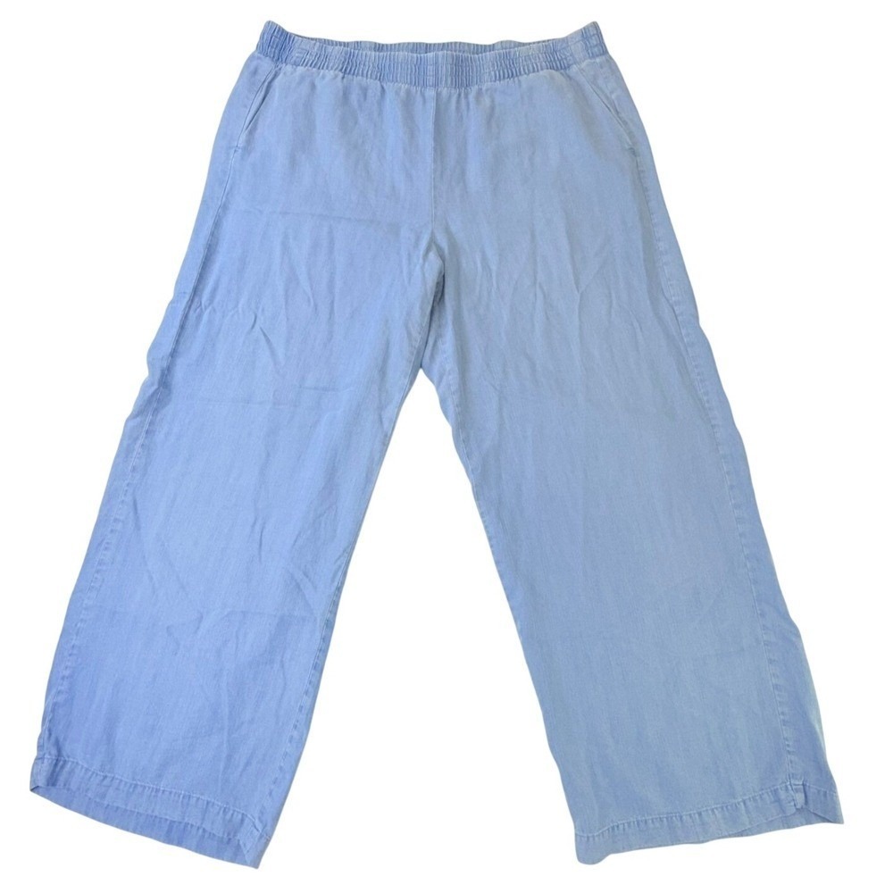 J. Jill Wide Leg Crop Pants Womens Med Tall Denim Light Wash Blue Tencel Lyocell
